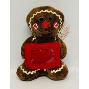 Fiesta Brown Gingerbread Man 6" Red Gift Card Holder Christmas Holiday Plush